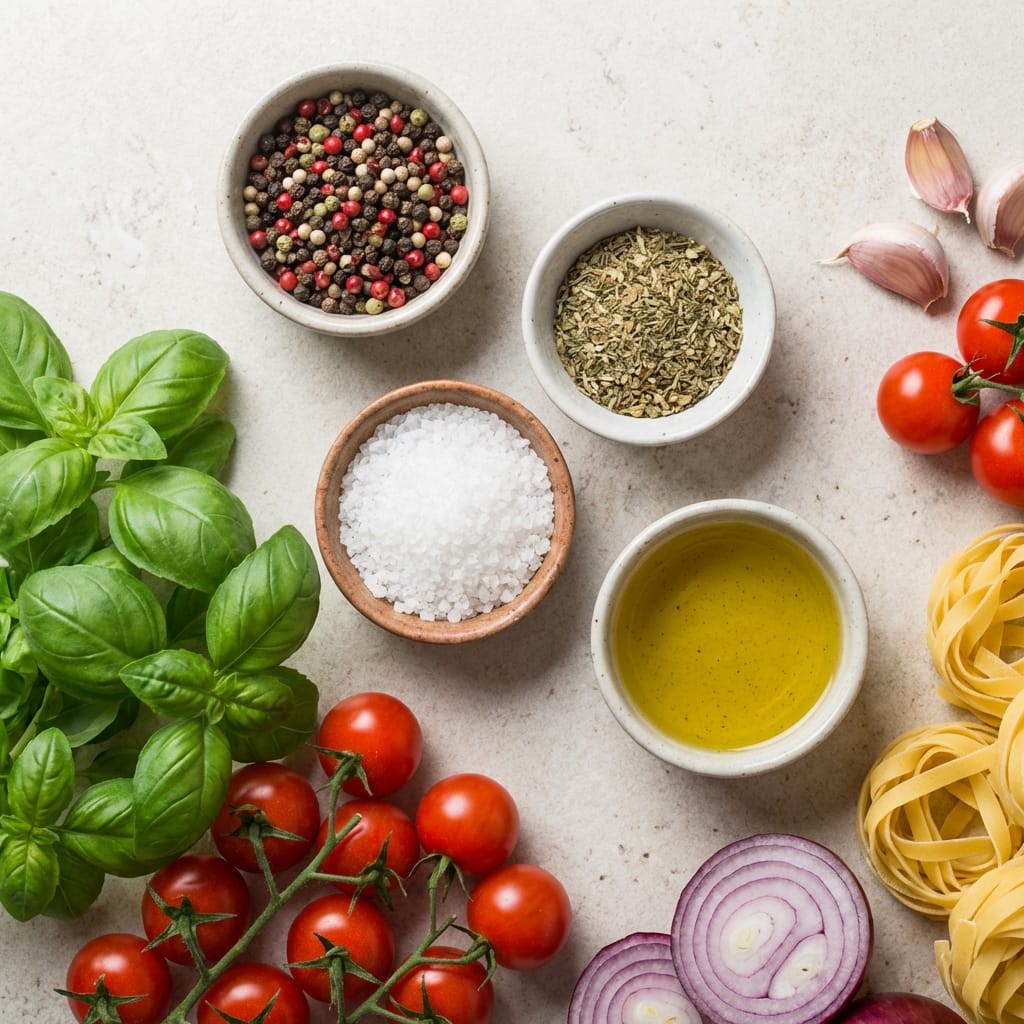 Garlic butter chicken ingredients laid out